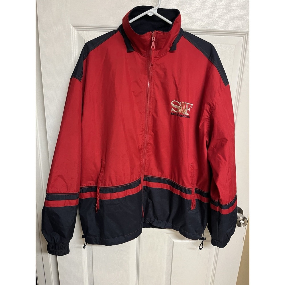 San Francisco Golden Gate Bridge Reversible Jacket Mens M Red Black